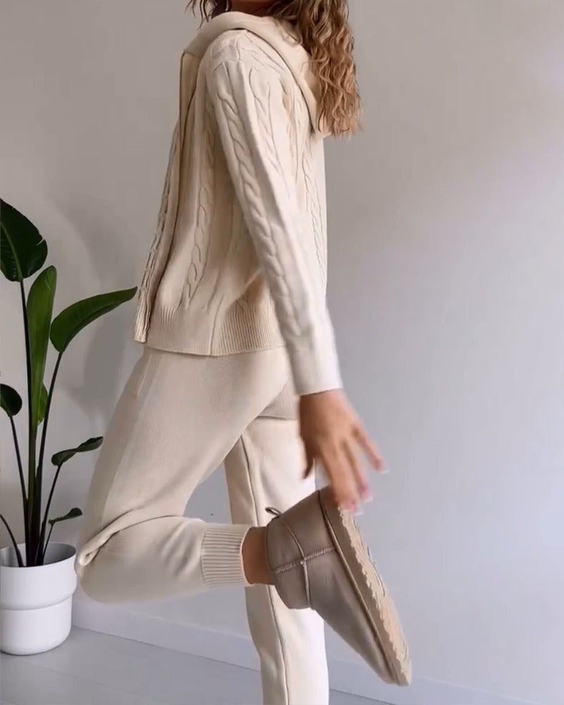 Ania - Lässiges Twist-Jacquard-Zweiteiler-Set