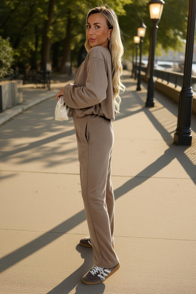 Mocha Wide Leg Soft Trousers