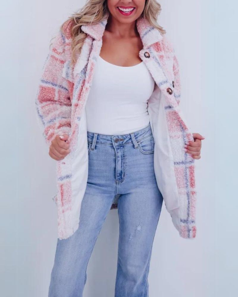 ELINARA - Karierte Fleecejacke