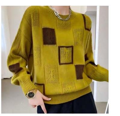 Emma - Geometrischer Gemütlicher Blockpullover