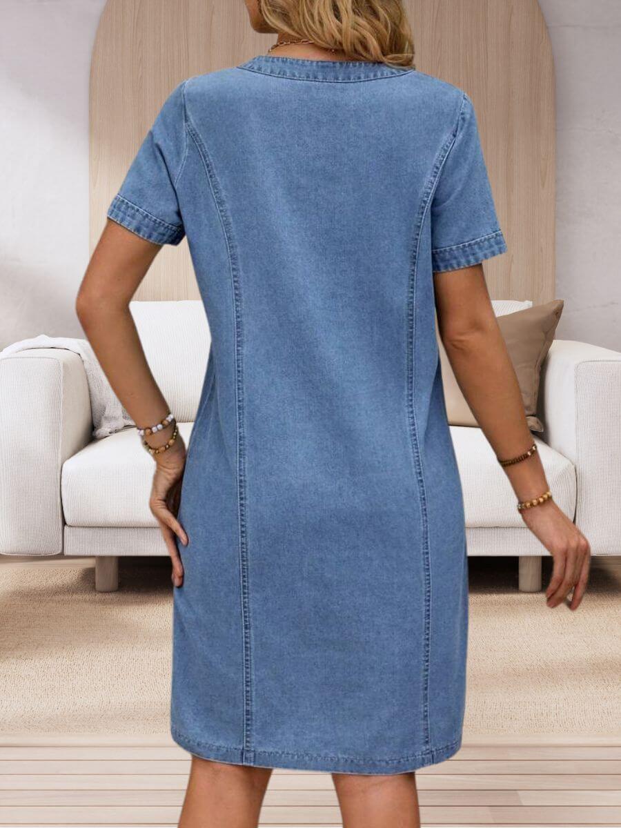 Sophia | Zomerse Denim Jurk met V-hals