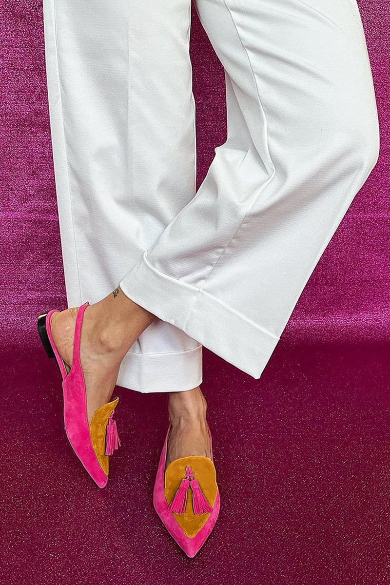 Rosaa™ | Vibrant Ballerina Flats with Fringe Details and Stylish Ankle Strap