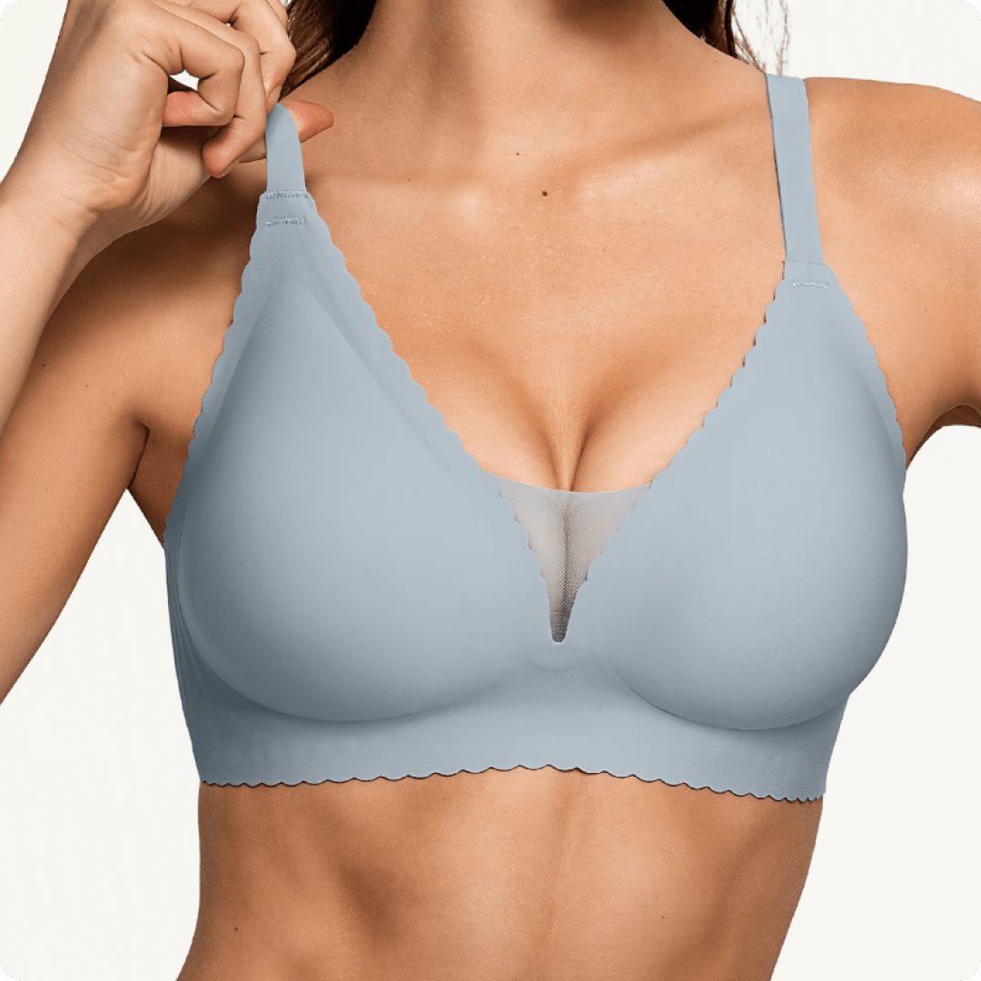 Wireless Deep V-Neck Mesh Push Up Bra