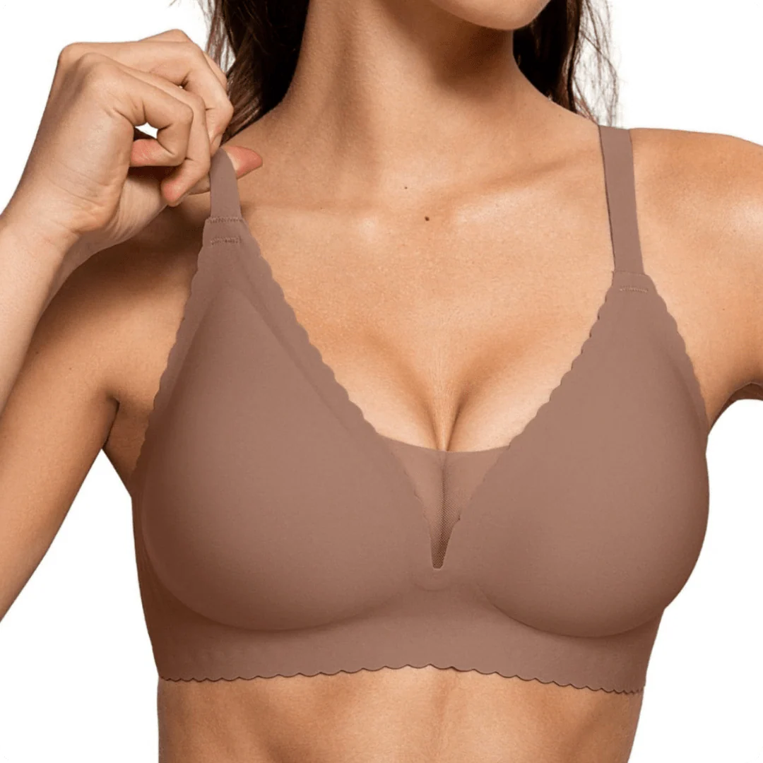 Wireless Deep V-Neck Mesh Push Up Bra