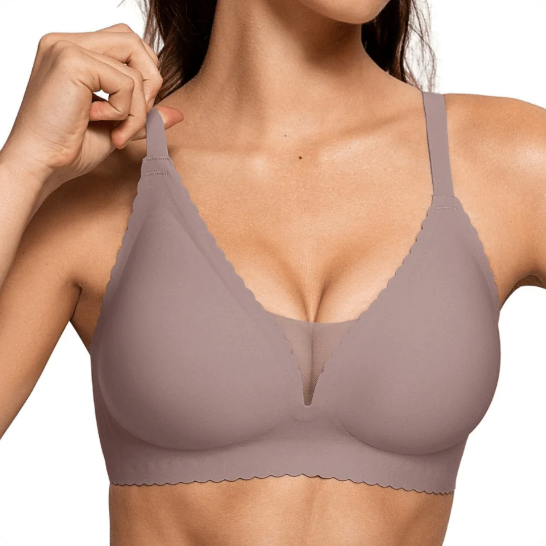 Wireless Deep V-Neck Mesh Push Up Bra