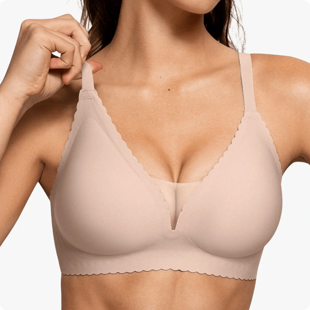 Wireless Deep V-Neck Mesh Push Up Bra