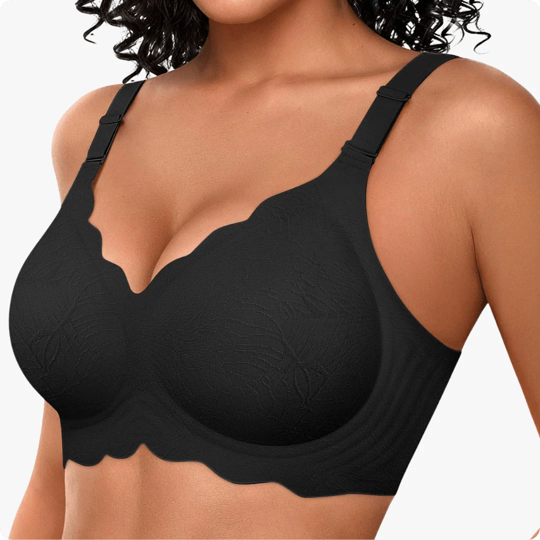 Wireless Scalloped Jacquard Front-Adjustable Support Bra
