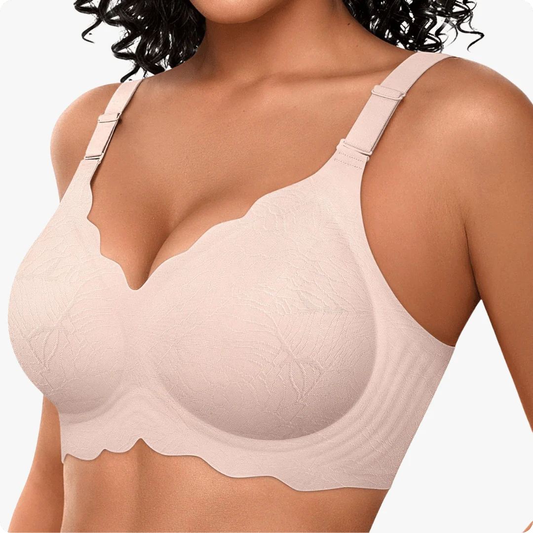 Wireless Scalloped Jacquard Front-Adjustable Support Bra