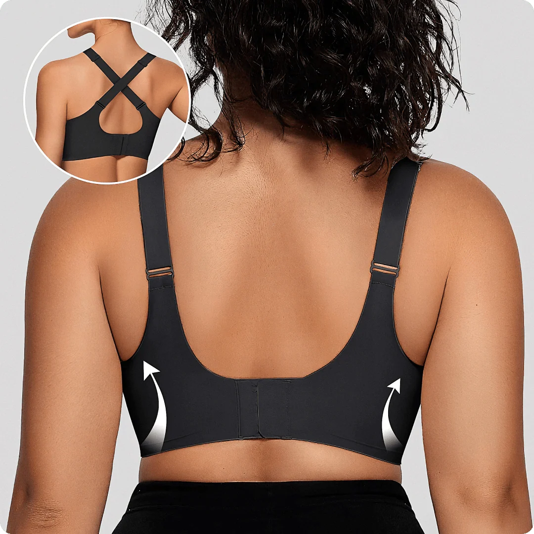 Wireless V-Neck Crossover Mesh Support Bra