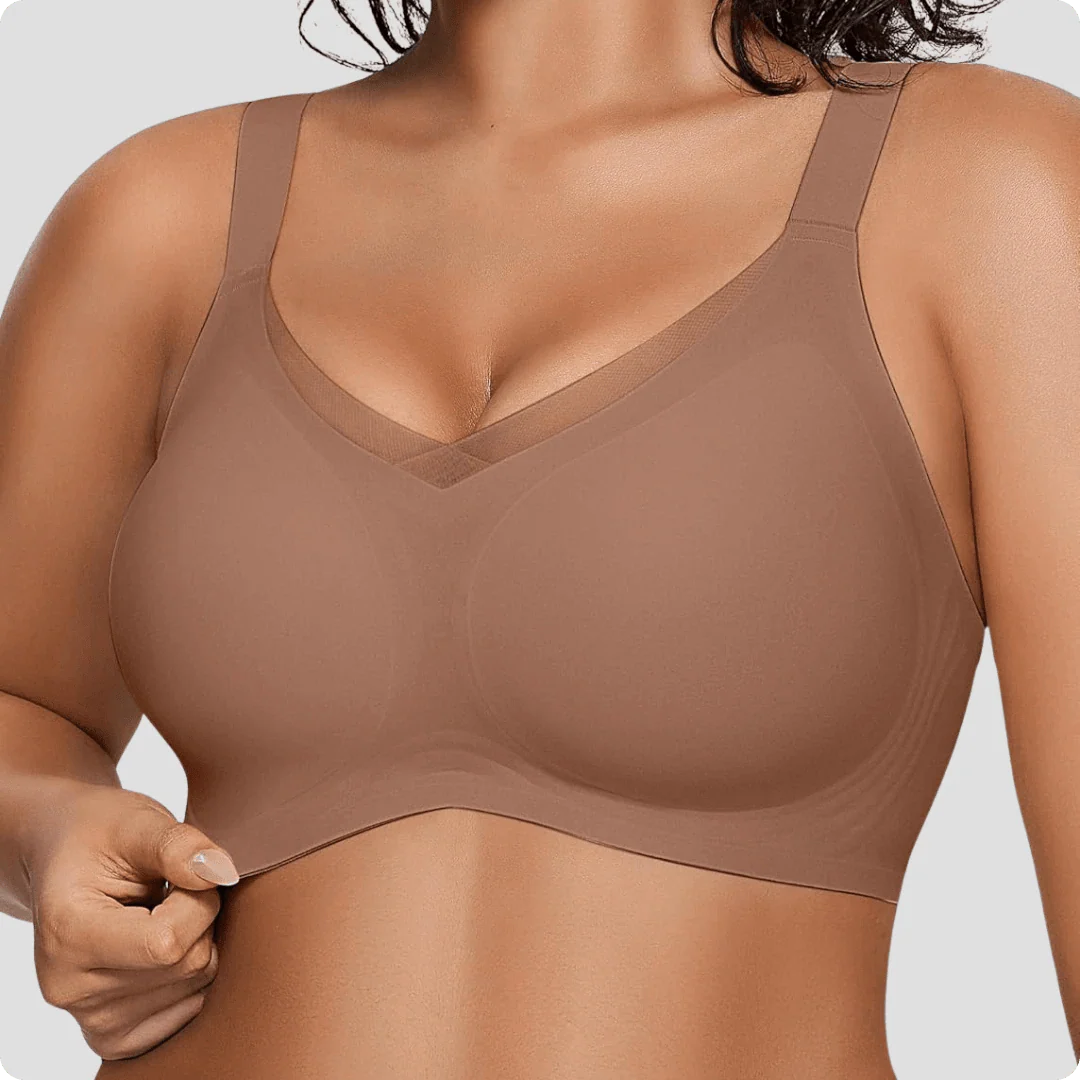 Wireless V-Neck Crossover Mesh Support Bra