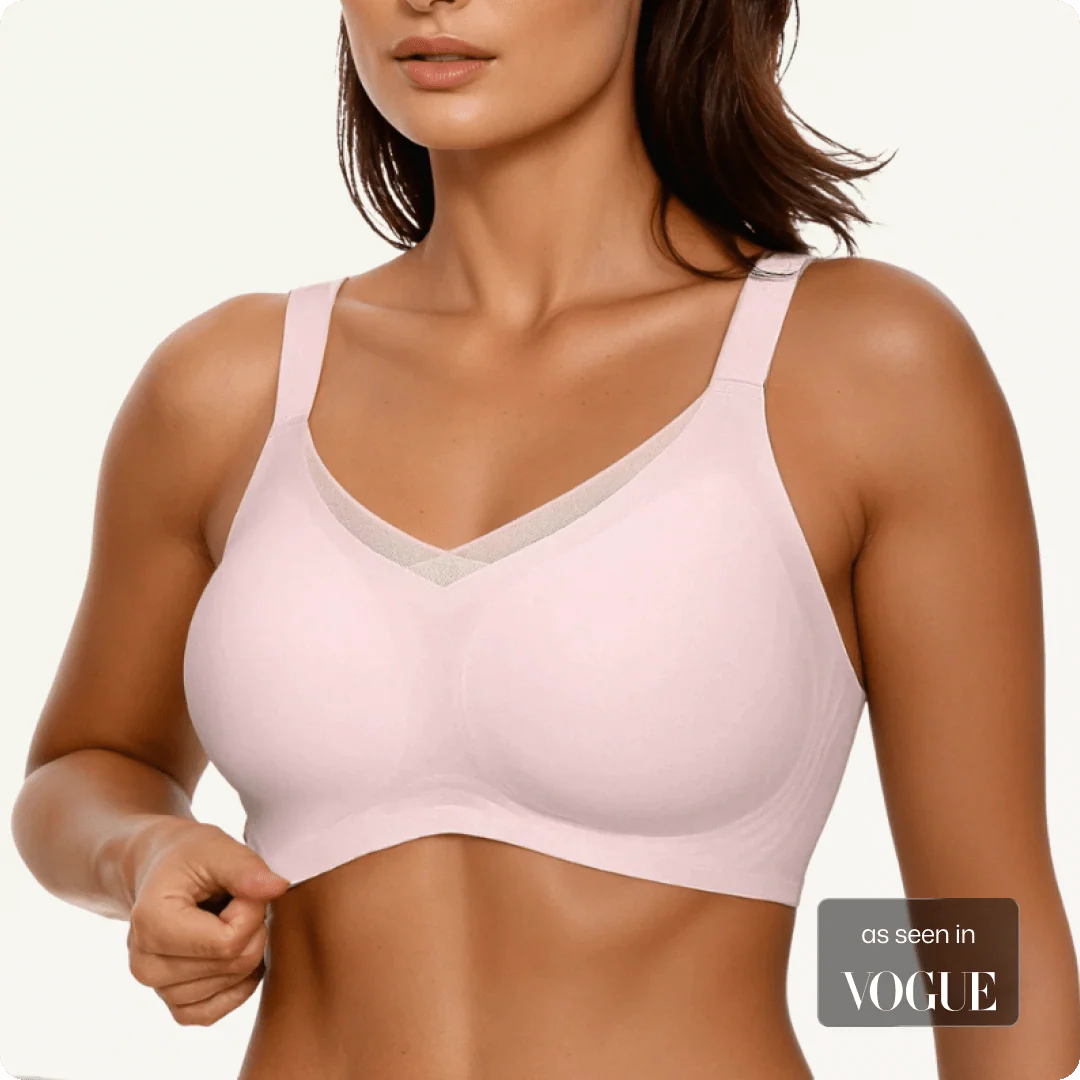 Wireless V-Neck Crossover Mesh Support Bra