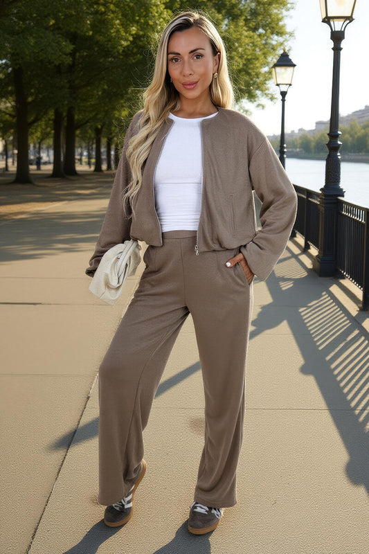 Mocha Wide Leg Soft Trousers