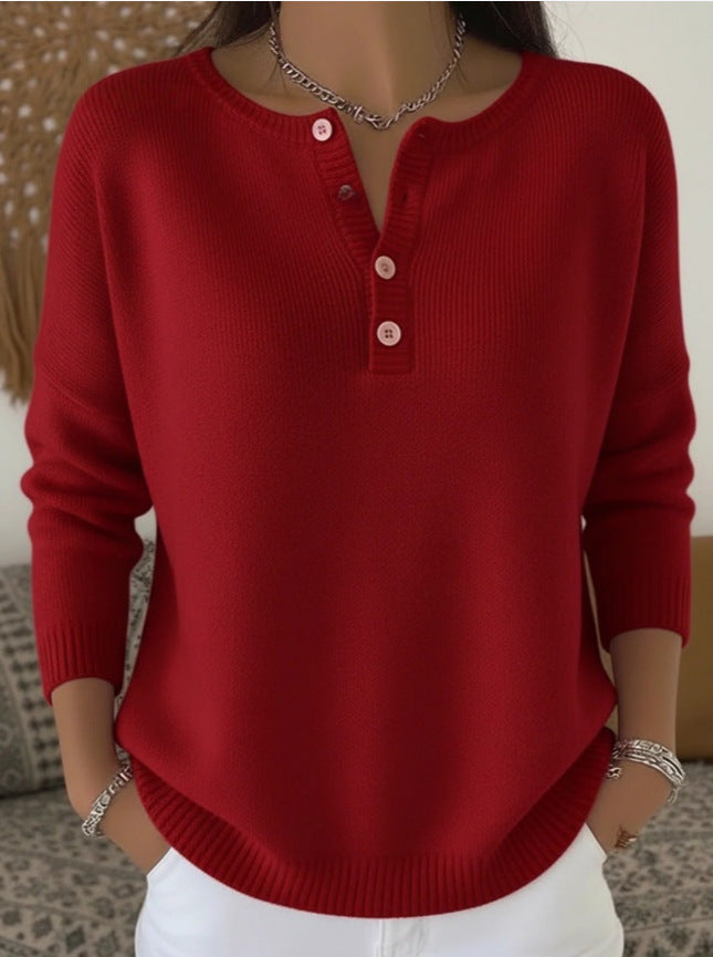 Averynna | Buttoned V-neck Sweater