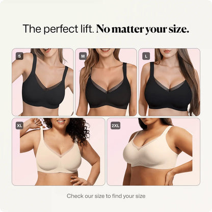 Wireless V-Neck Crossover Mesh Support Bra