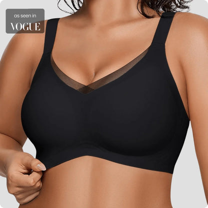 Wireless V-Neck Crossover Mesh Support Bra