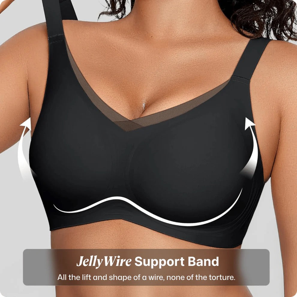 Wireless V-Neck Crossover Mesh Support Bra