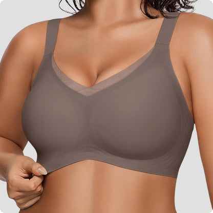 Wireless V-Neck Crossover Mesh Support Bra