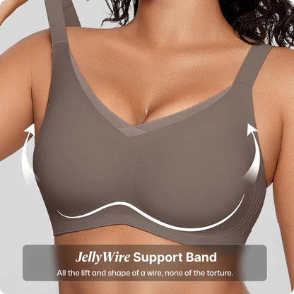 Wireless V-Neck Crossover Mesh Support Bra