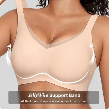 Wireless V-Neck Crossover Mesh Support Bra