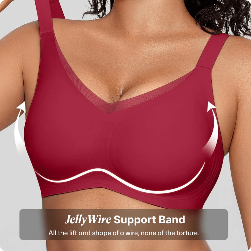 Wireless V-Neck Crossover Mesh Support Bra
