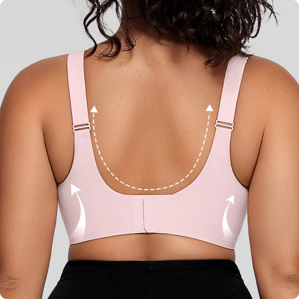 Wireless V-Neck Crossover Mesh Support Bra