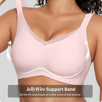 Wireless V-Neck Crossover Mesh Support Bra