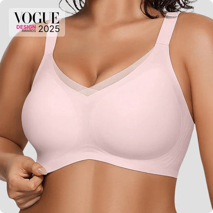 Wireless V-Neck Crossover Mesh Support Bra