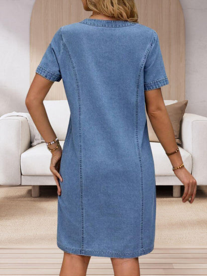 Sophia | Zomerse Denim Jurk met V-hals