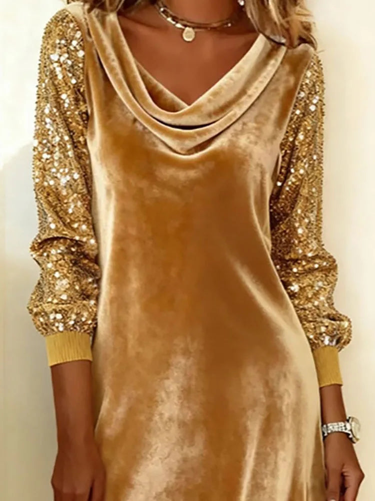 Seraviellea | Elegant Shimmer Sleeve Dress