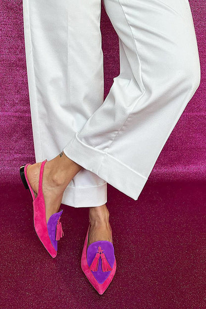 Rosaa™ | Vibrant Ballerina Flats with Fringe Details and Stylish Ankle Strap