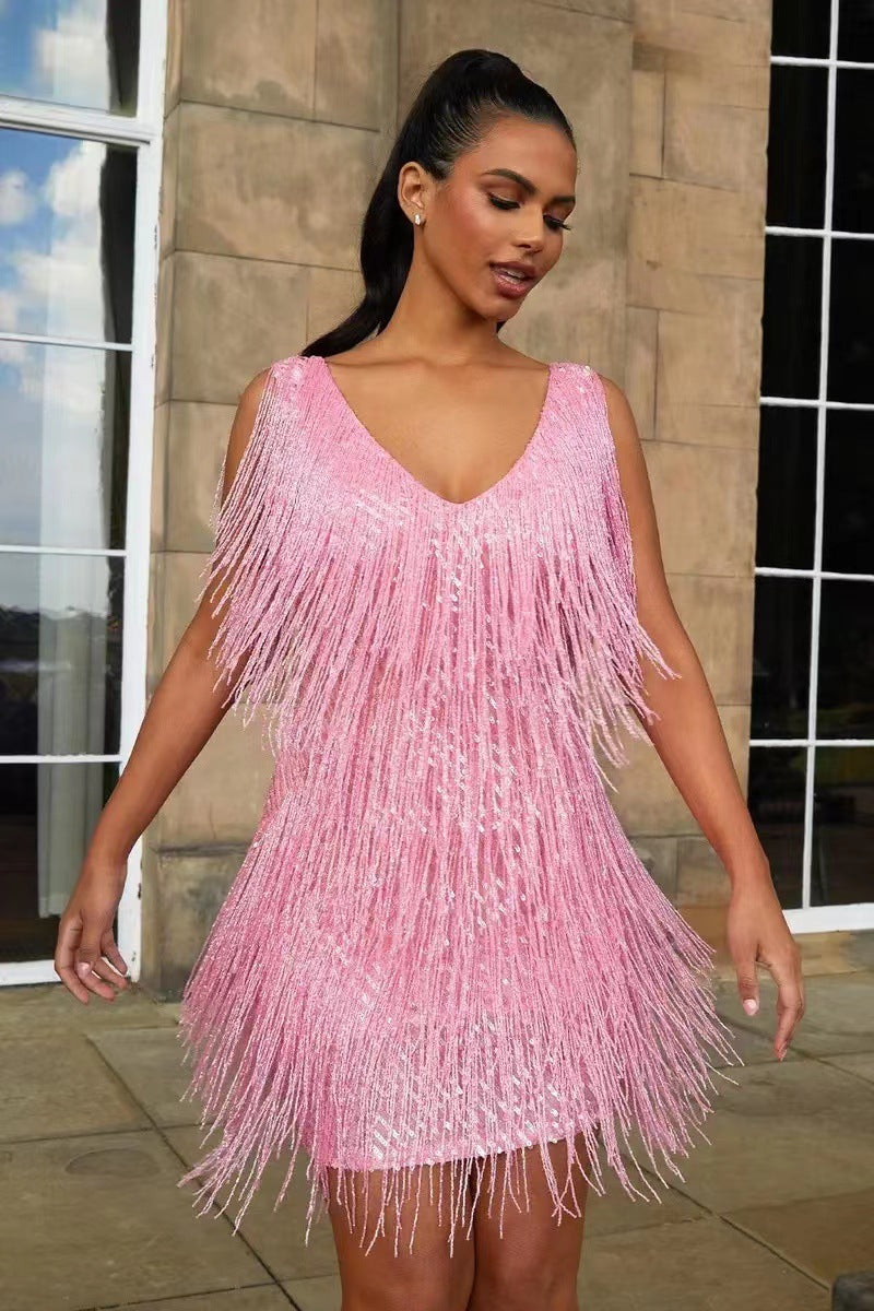 Fringella | Elegant Fringe Party Dress