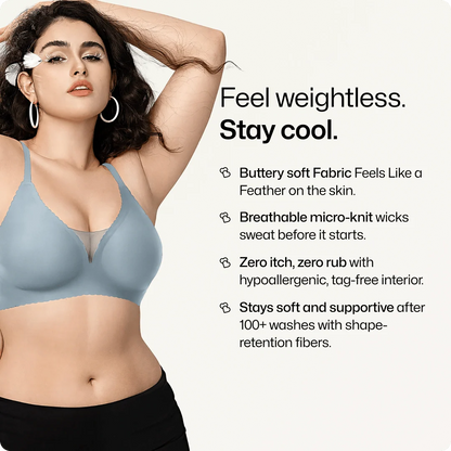 Wireless Deep V-Neck Mesh Push Up Bra