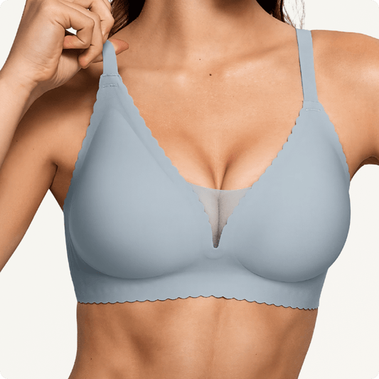 Wireless Deep V-Neck Mesh Push Up Bra