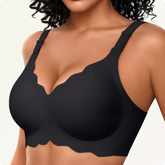 Wireless Scalloped Jacquard Front-Adjustable Support Bra