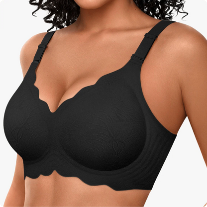 Wireless Scalloped Jacquard Front-Adjustable Support Bra