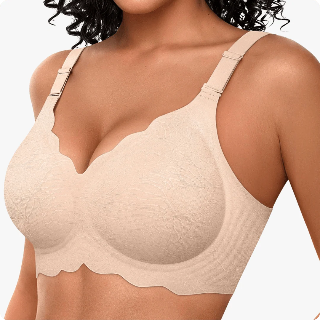 Wireless Scalloped Jacquard Front-Adjustable Support Bra