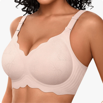 Wireless Scalloped Jacquard Front-Adjustable Support Bra