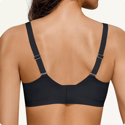 Wireless Scalloped V-Neck Mesh Push Up Bra