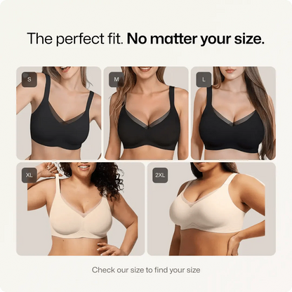 Wireless V-Neck Crossover Mesh Support Bra