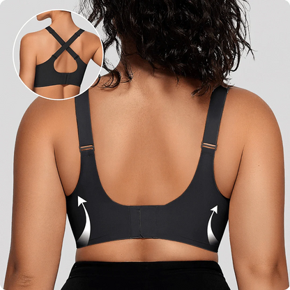 Wireless V-Neck Crossover Mesh Support Bra