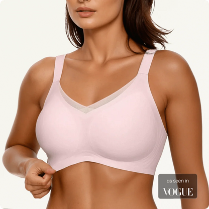 Wireless V-Neck Crossover Mesh Support Bra
